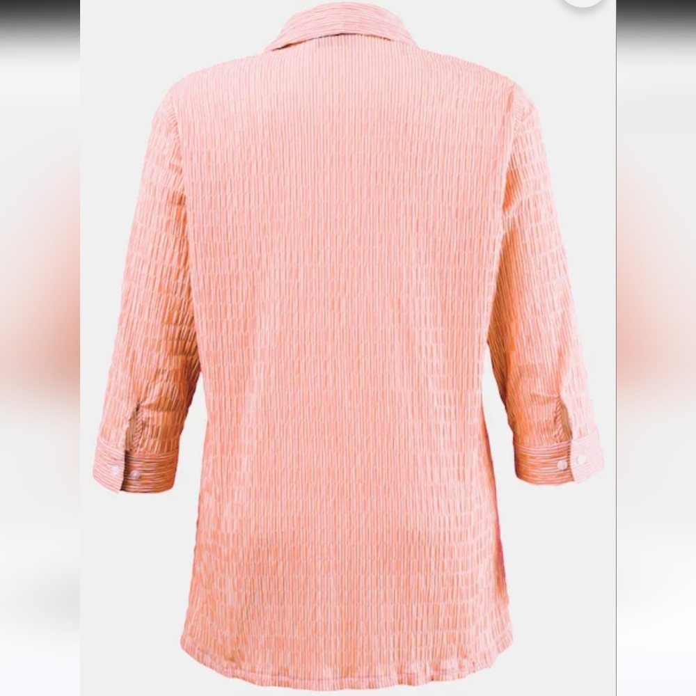 Ulla Popken Textured Stripe Button Front Blouse‎ Size 32/34 - Picture 3 of 12